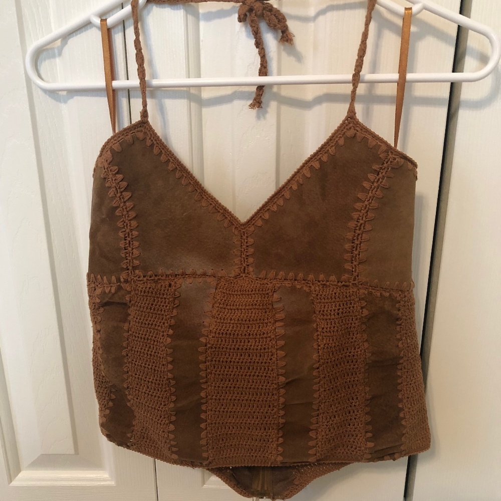 Wet Seal Vintage Leather Halter Top (Size Medium) Good Condition & Very Unique (